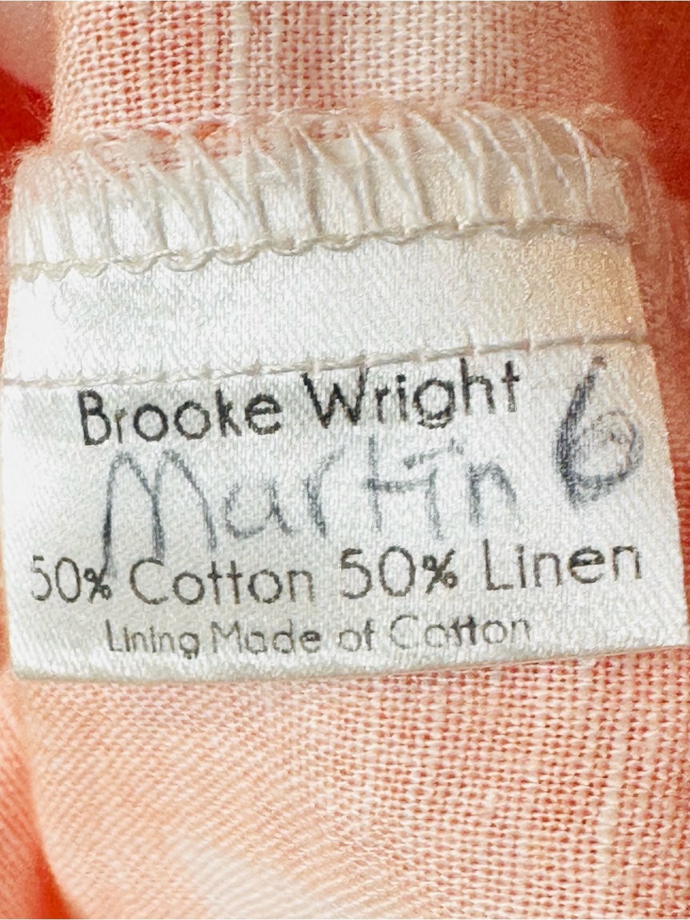 Brooke Wright Orange White Gingham V-Neck Puff Sleeve Tunic Blouse Shirt Top - Picture 8 of 10